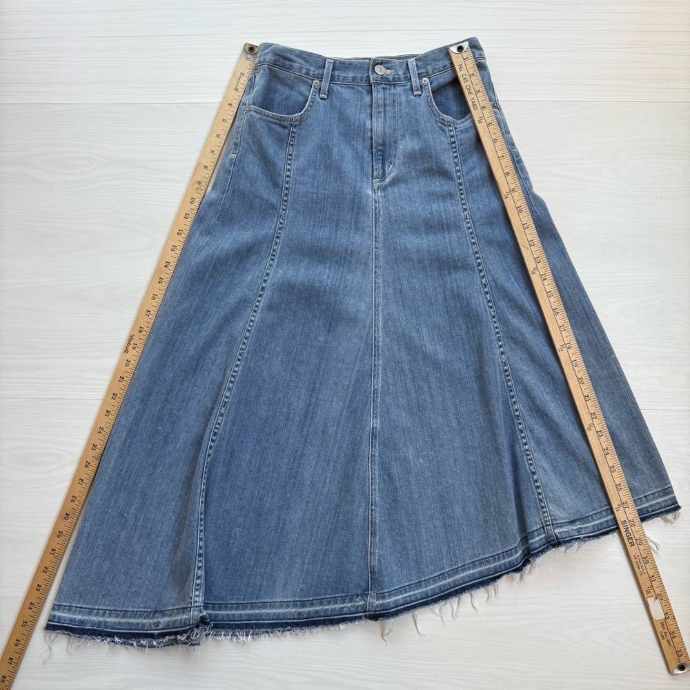 Citizens of Humanity Midi Denim Skirt Asymmetrical 26 Western Cowgirl Y2K Boho - Picture 5 of 11